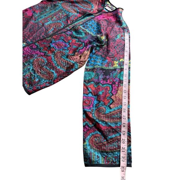 Vintage Chico’s 100% Silk Quilted Open Front Boho Paisley Jacket - Picture 9 of 9